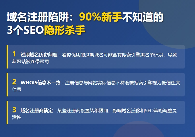 域名注册陷阱：90%新手不知道的3个SEO隐形杀手